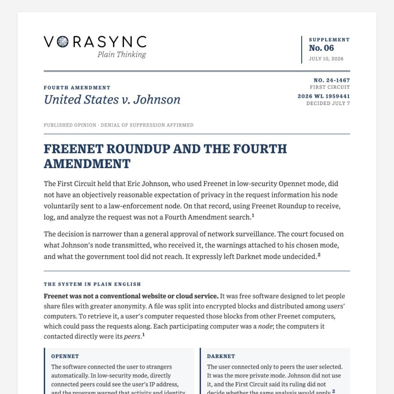 Sample first page of Plain Thinking Supplement 06